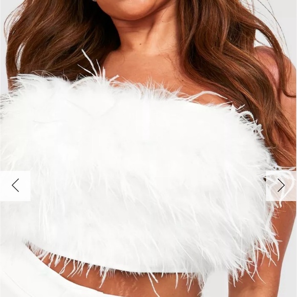Boohoo Feather Bandeau Crop Top size 12 Large - Picture 15 of 15